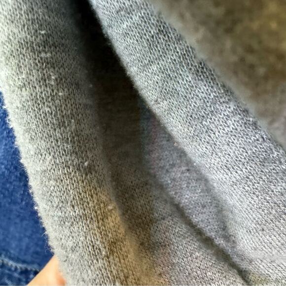 Live a Little Women's Denim Jacket Hooded Jean Jacket Gray Sweatshirt Sleeves L - Picture 8 of 11